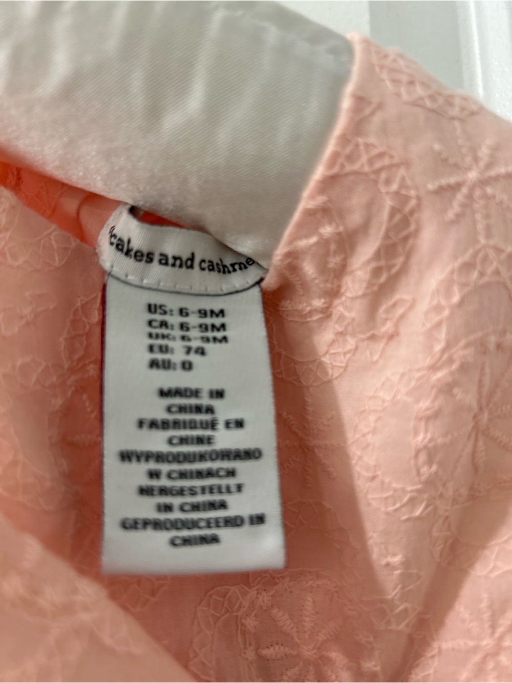 cupcakes & cashmere Peach Lace Baby Dress with Bonnet - Picture 3 of 3